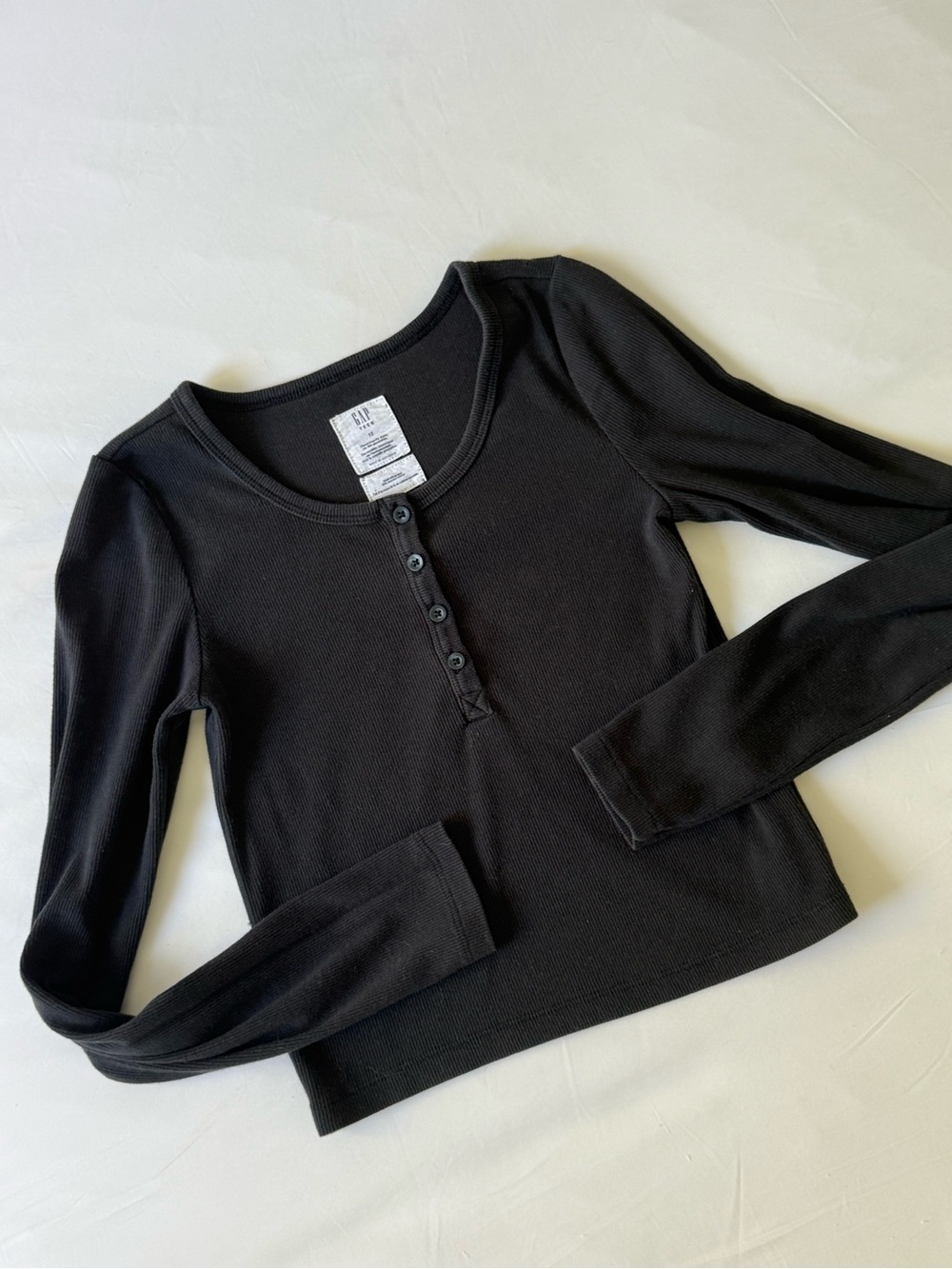 GAP Black Ribbed Long Sleeve Top
